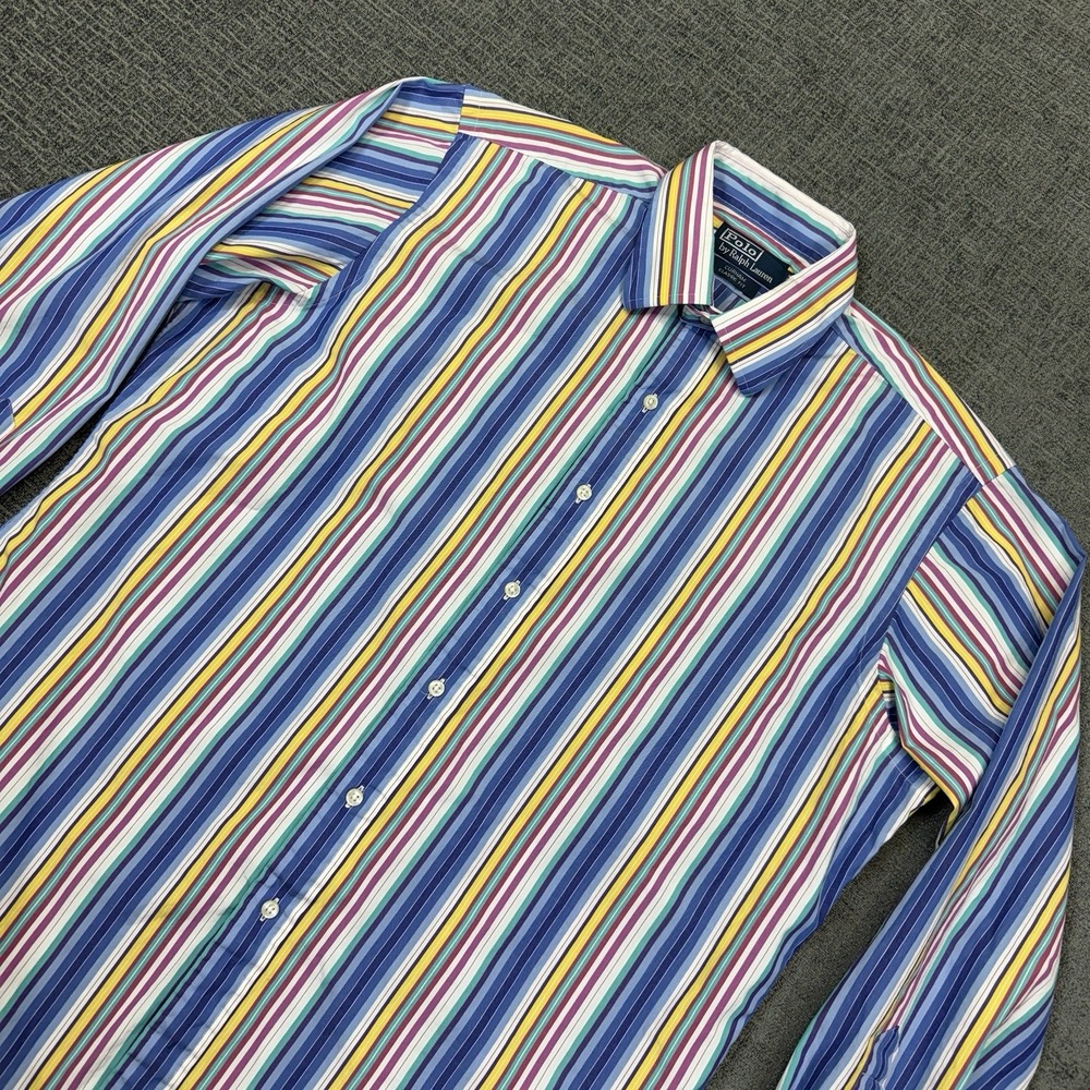 Polo‎ Ralph Lauren Shirt Men's L Curham Classic Fit Colorful Striped Button Down